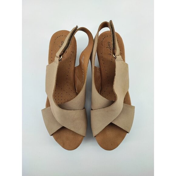 Clarks Women's Artisan Beige Slingback Cork Platform Wedge Sandals Size 8W US - Picture 4 of 8